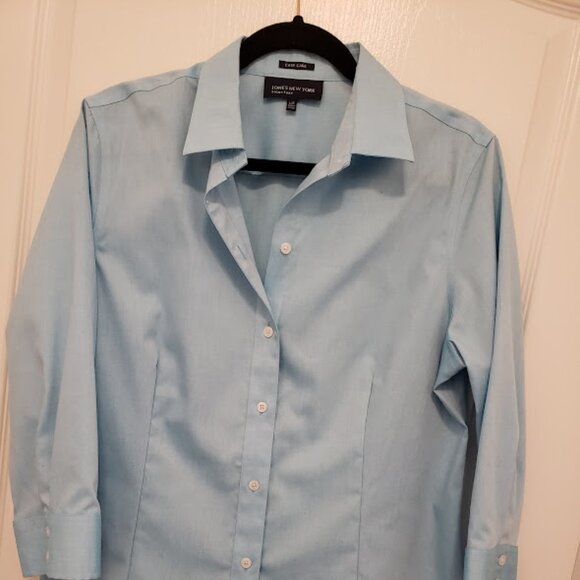 Jones New York Blue Fitted Shirt 100% Cotton Size L - Picture 1 of 5